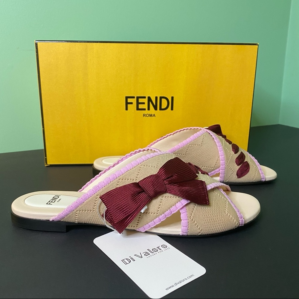 FENDI Pink Flat Bow Sandals